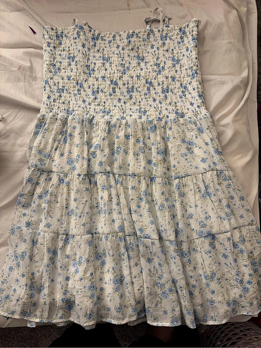Streetwear Society Floral Casual Dress in White & Blue Size XXL